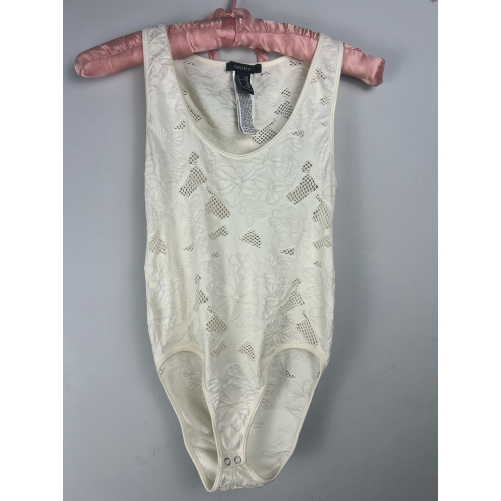 Women's Forever 21 Lace Bodysuit Cream Size S/M
